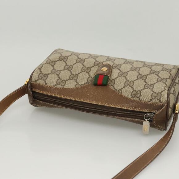 GUCCI GG Supreme Web Sherry Line Bag Pvc Beige Gold 89 02 018 - Picture 6 of 16